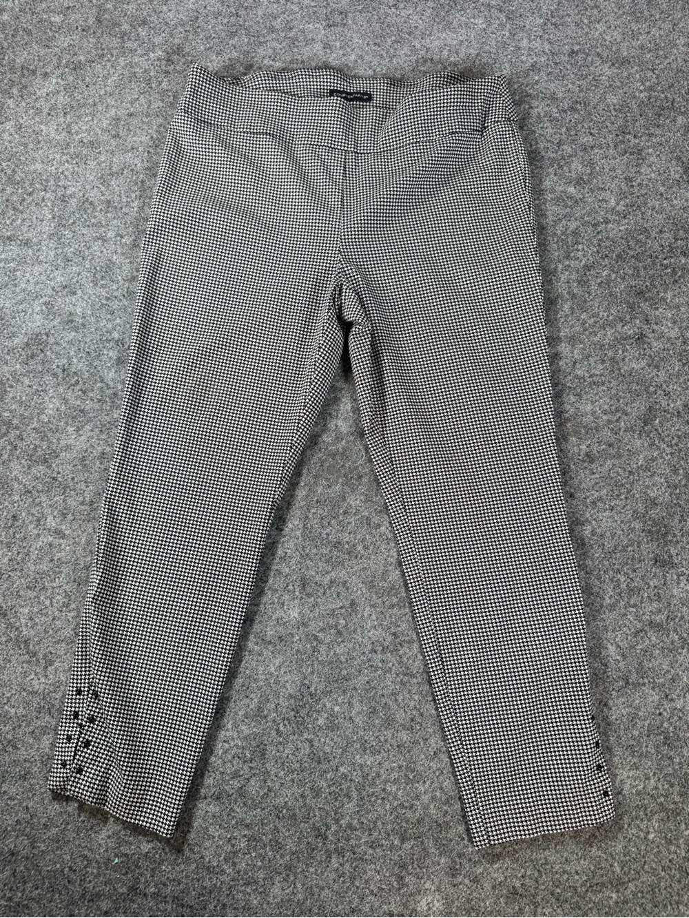 Women's PL Petite Large Houndstooth Pull On Ankle Pants Stretch